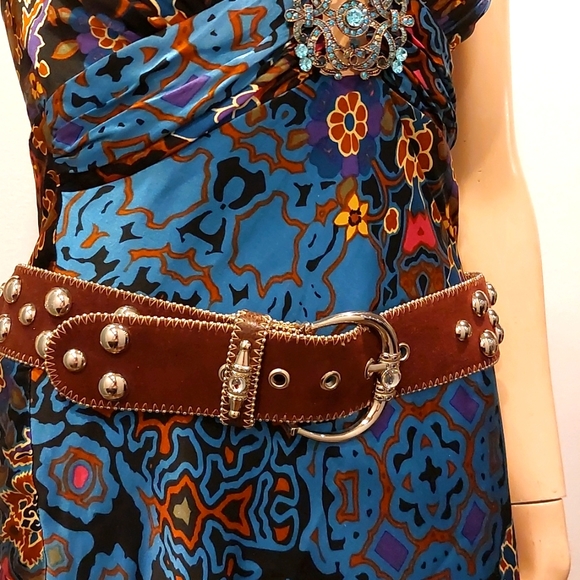 Kathy van zeeland brown faux suede leather belt size s - Picture 3 of 7